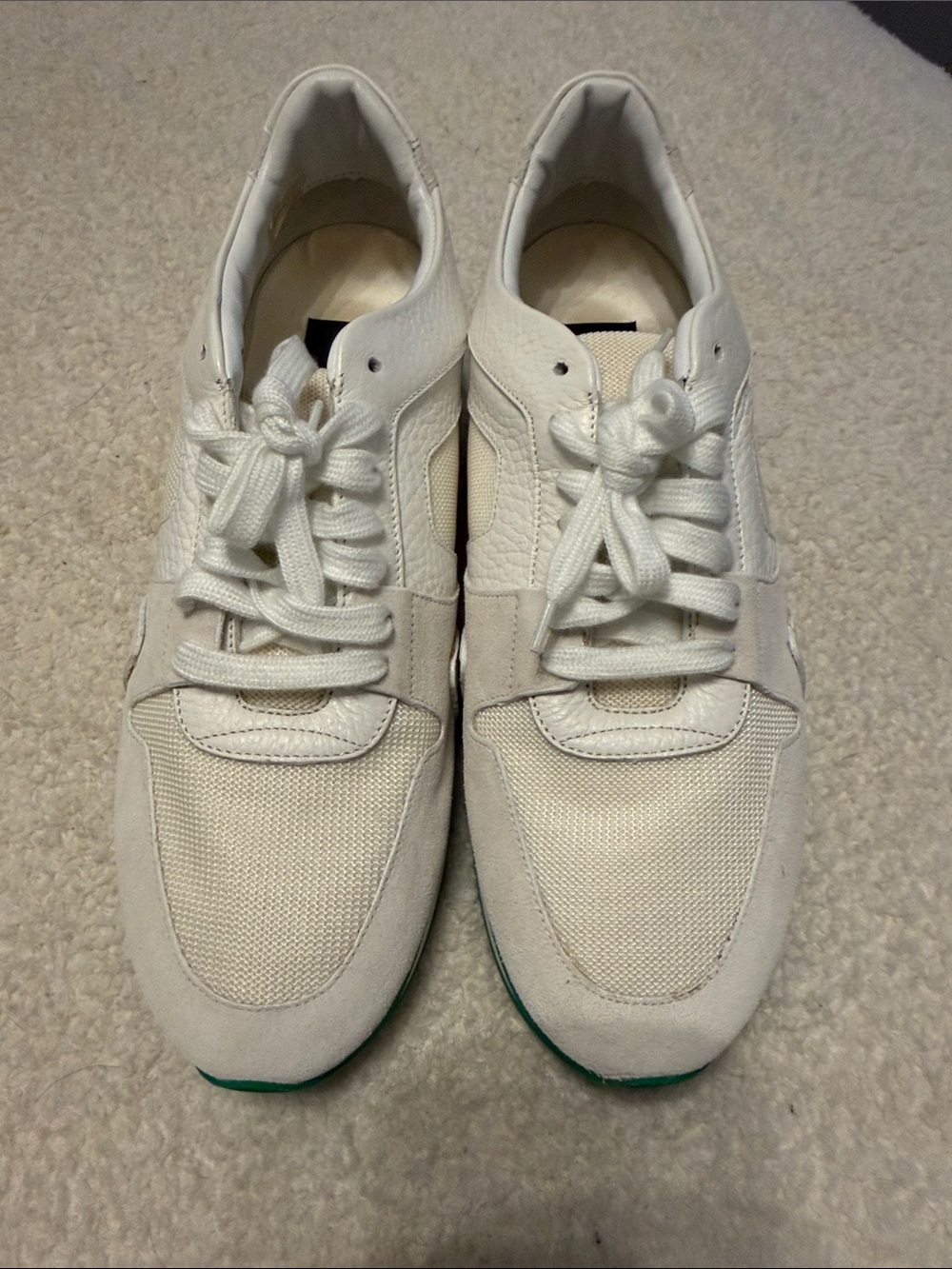Burberry Off-White Leather & Mesh Low-Top Sneakers